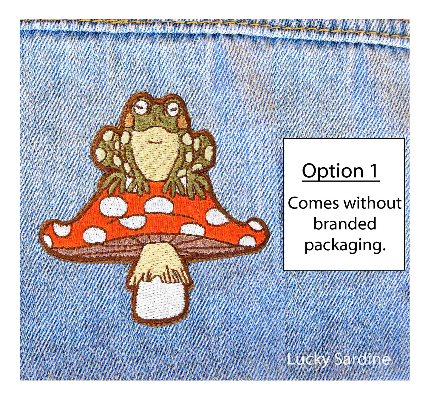 Toad & Mushroom, Toadstool Frog Embroidered Iron-On Patch