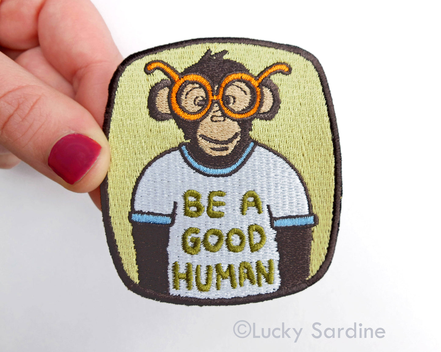 Ape Chimpanzee, Human Kindness Embroidered Iron-On Patch