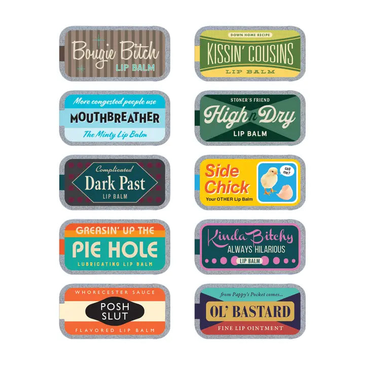 Funny Old School Lip Balm Tins