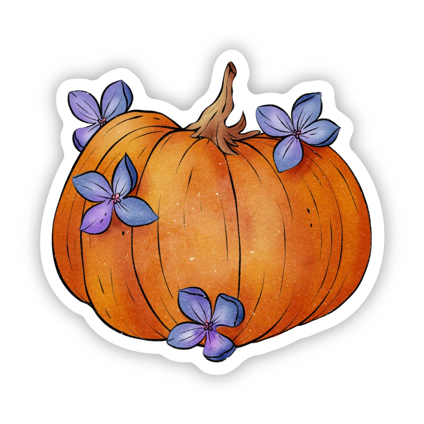 Fall Decor Pumpkin & Flowers Sticker