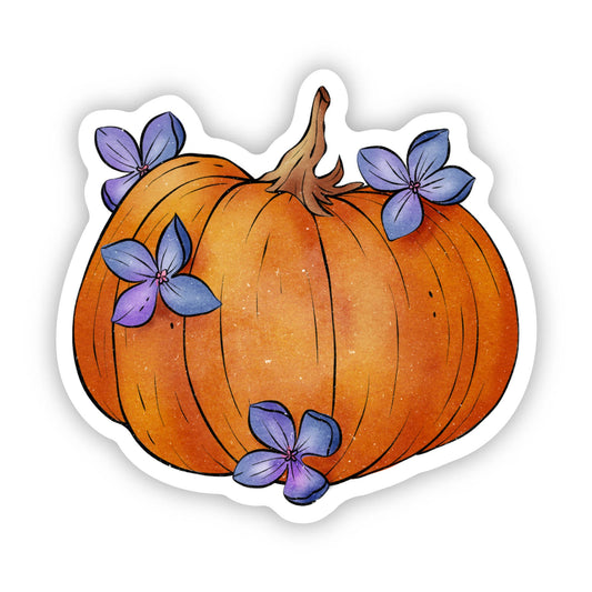 Fall Decor Pumpkin & Flowers Sticker