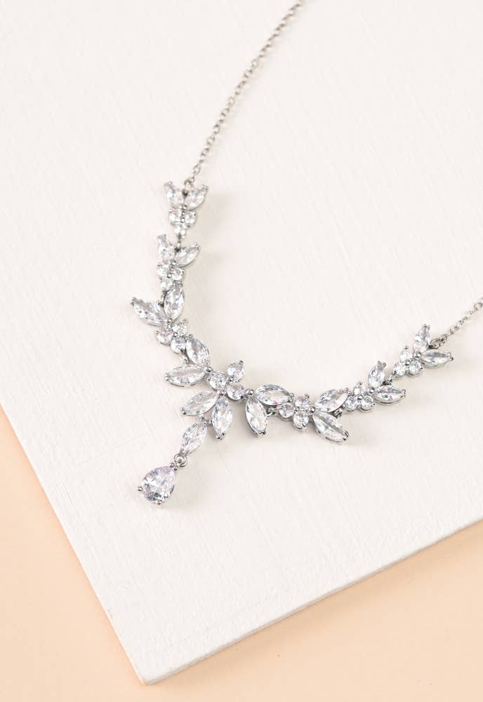Platinum Chandelier Zircon Necklace