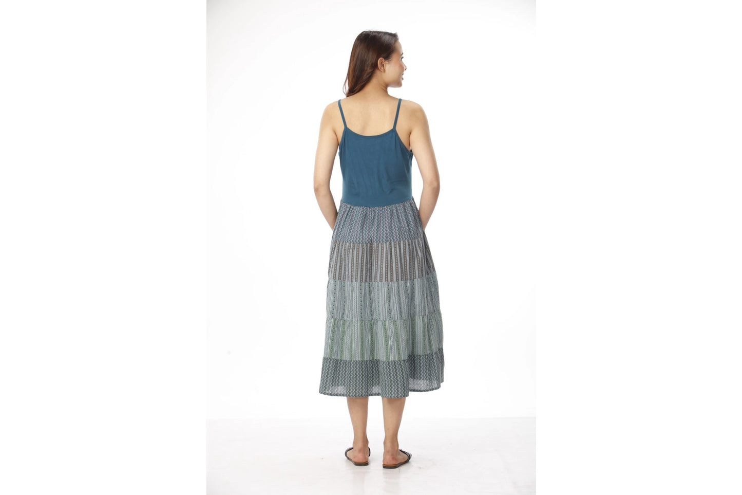 Cotton Patchwork Dress w/hand Embroidery