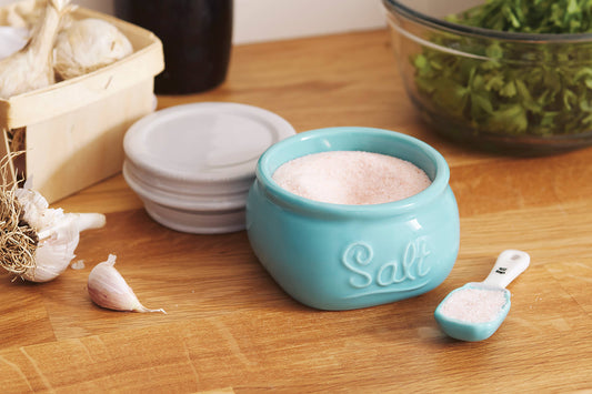 Fox Run Mason Jar Salt Cellar, Blue Ceramic, 8-Ounce