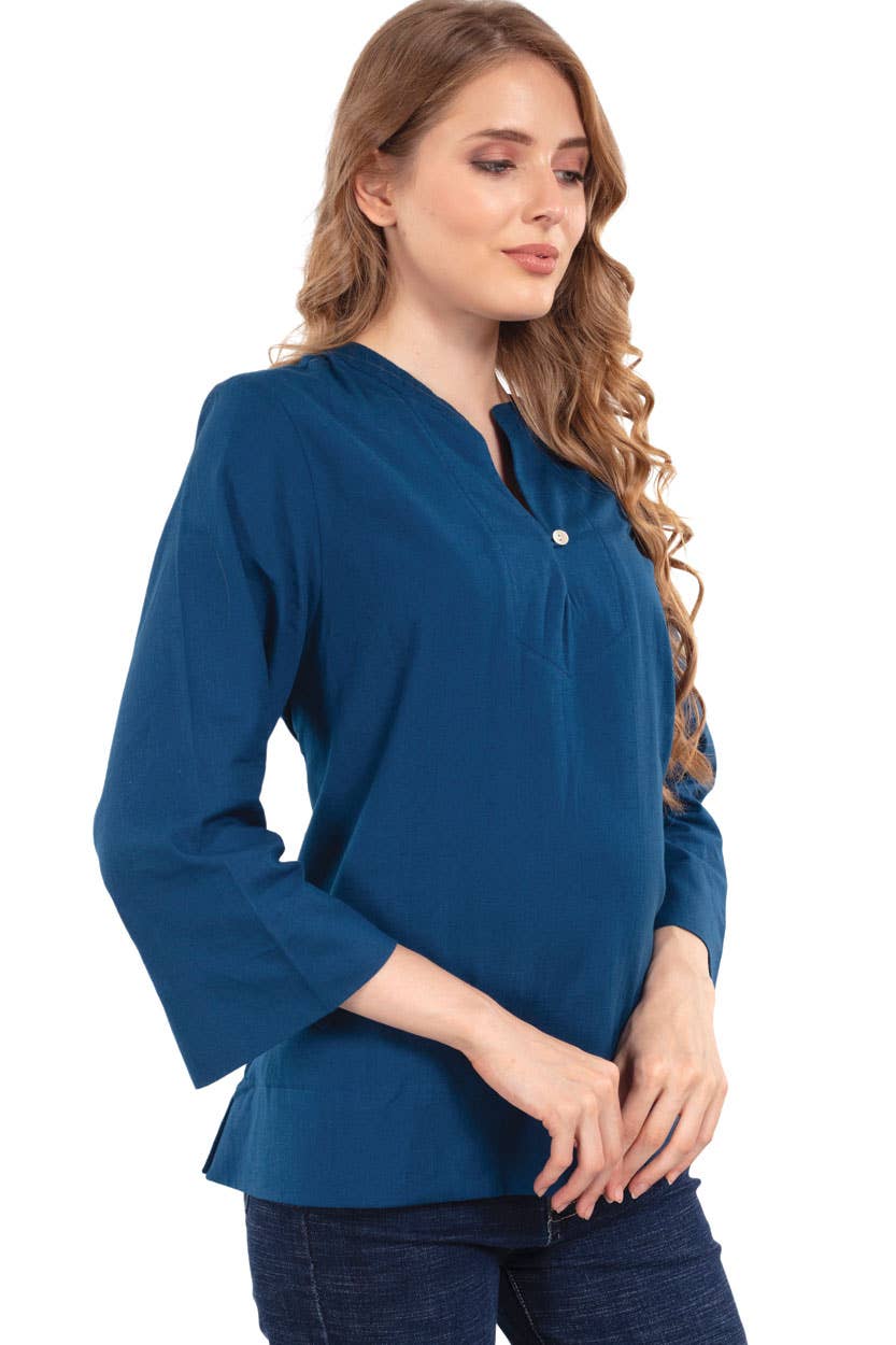 Jewel Tone Flax Linen Tunics: Purple / S/M