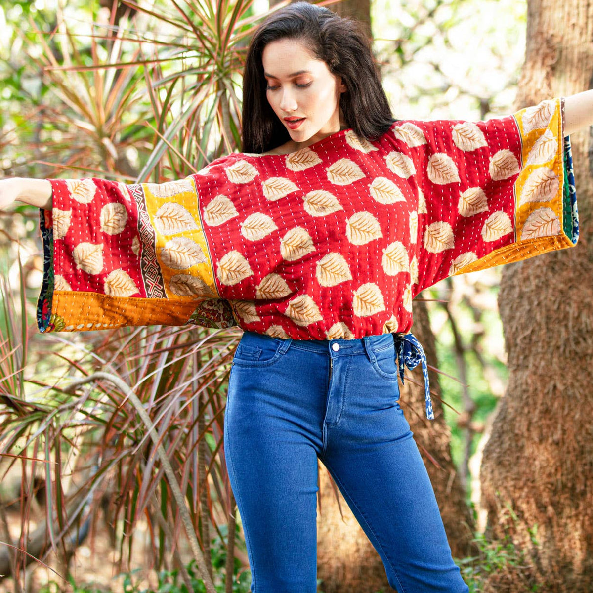 Reversible Kantha Kimono Crop Top