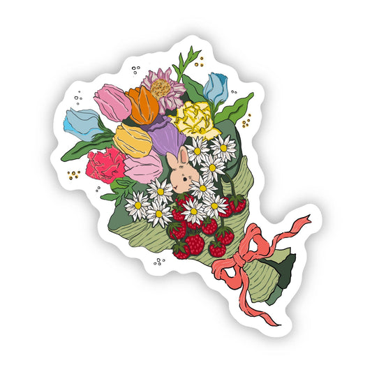 Spring Flower Bunny Bouquet Sticker