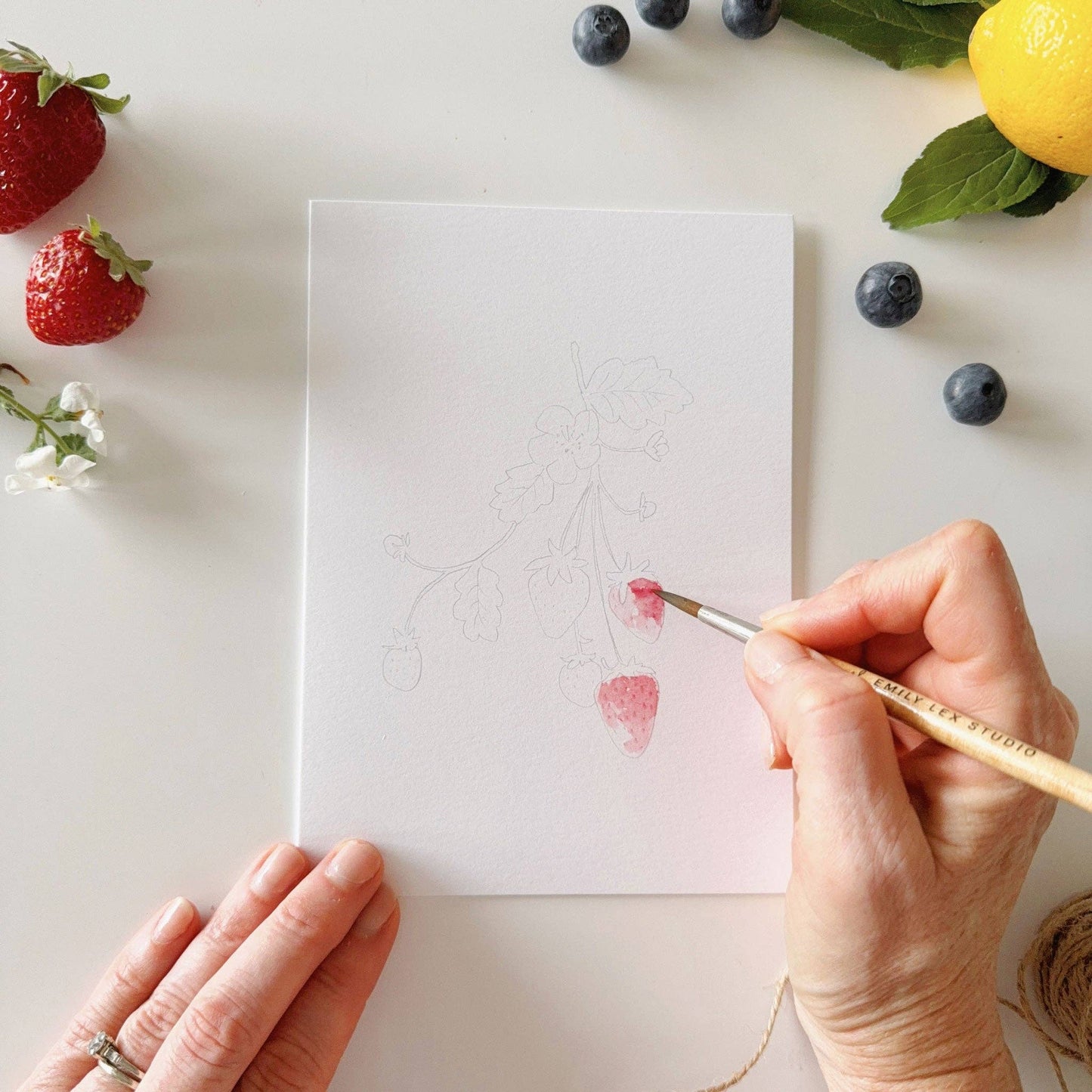 paintable watercolor notecard set Fruit