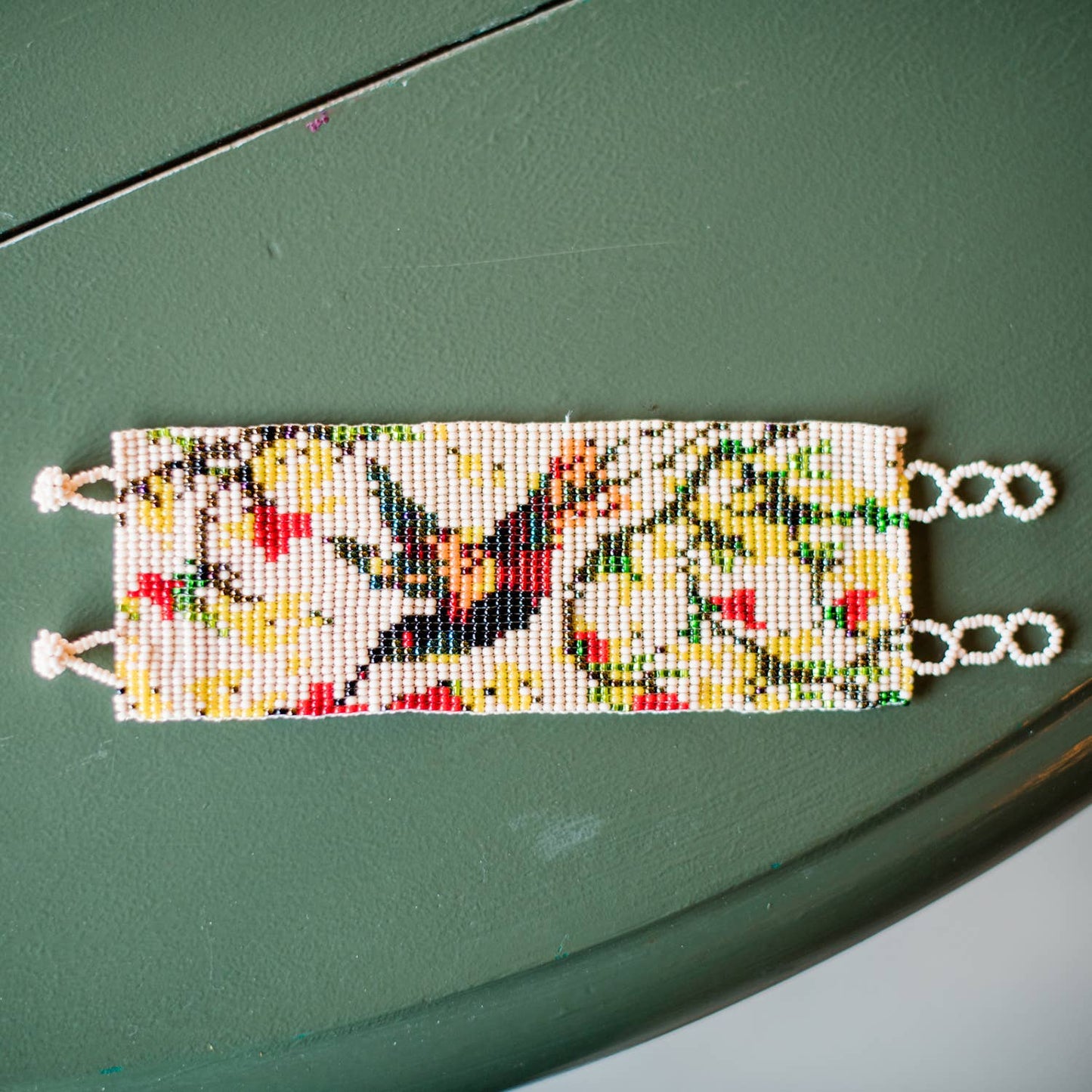 Earth Hummingbird Beaded Cuff