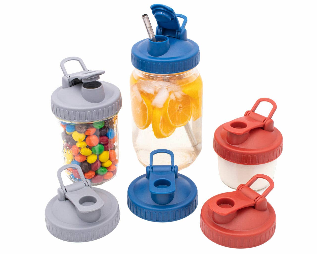 Pour & Store Shaker Lid w/ Carry Loop for Mason Jars: Gray / Wide mouth / Original
