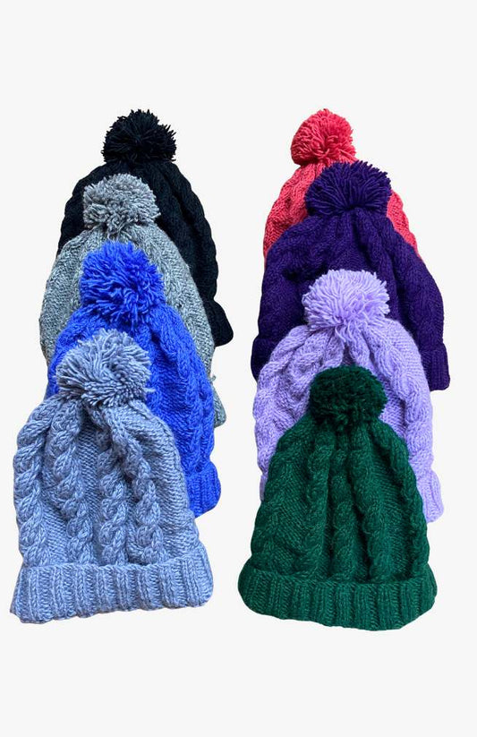 Cable knit wool “slouch” hat