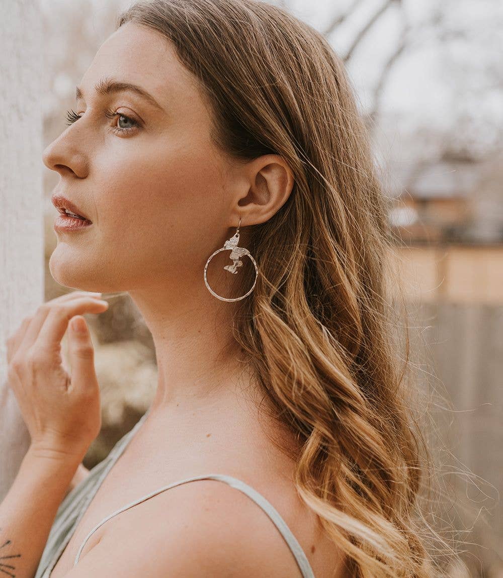 Ishya Butterfly Silver Hoop Earrings