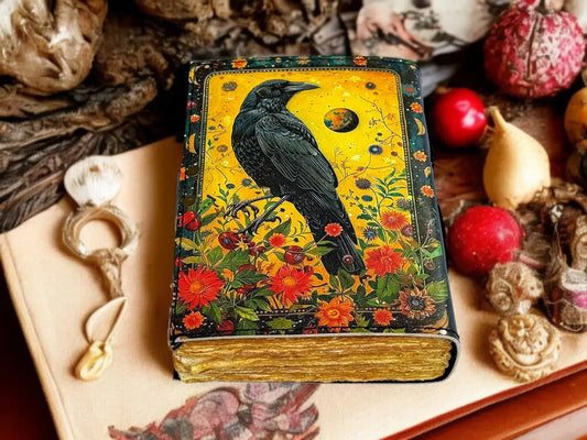 Raven Leather Grimoire Handmade Spell Book of Shadows