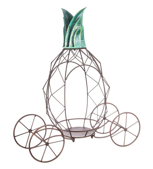 Planter, Metal Pineapple Carriage