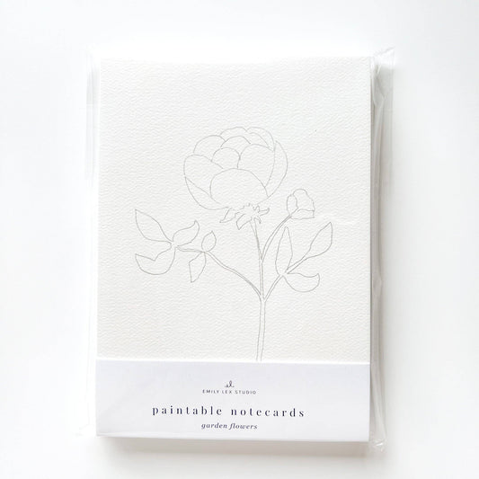 paintable watercolor notecard set Garden flowers