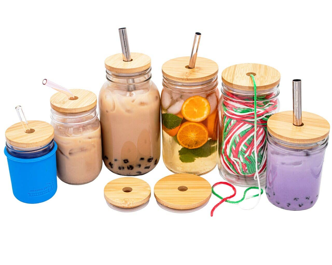 Bamboo Straw Hole Tumbler Lid for Mason Jars