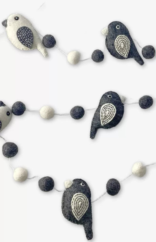Black & White Felt Bird Garland