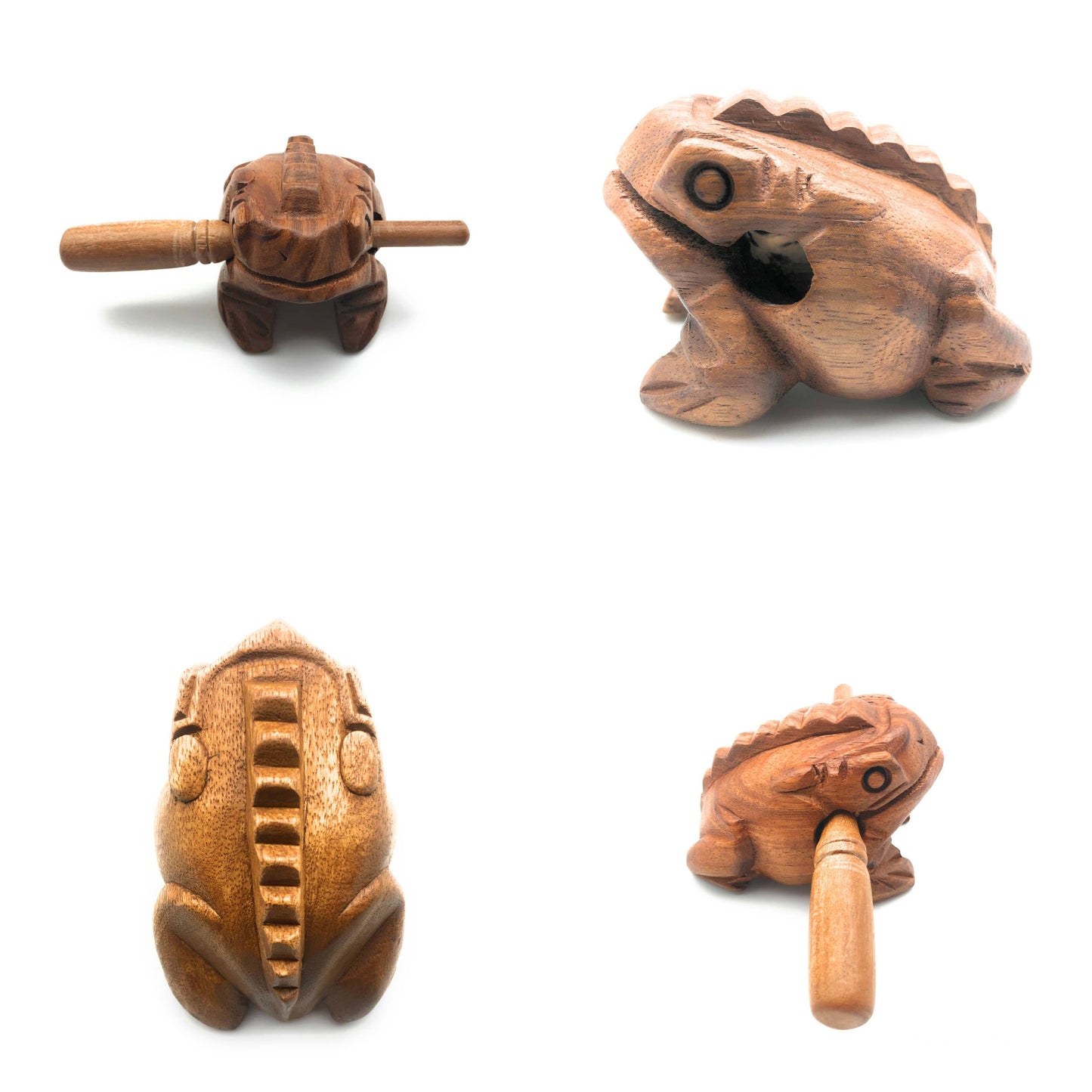 3 inch Light Brown Wooden Croaking Frog Drum