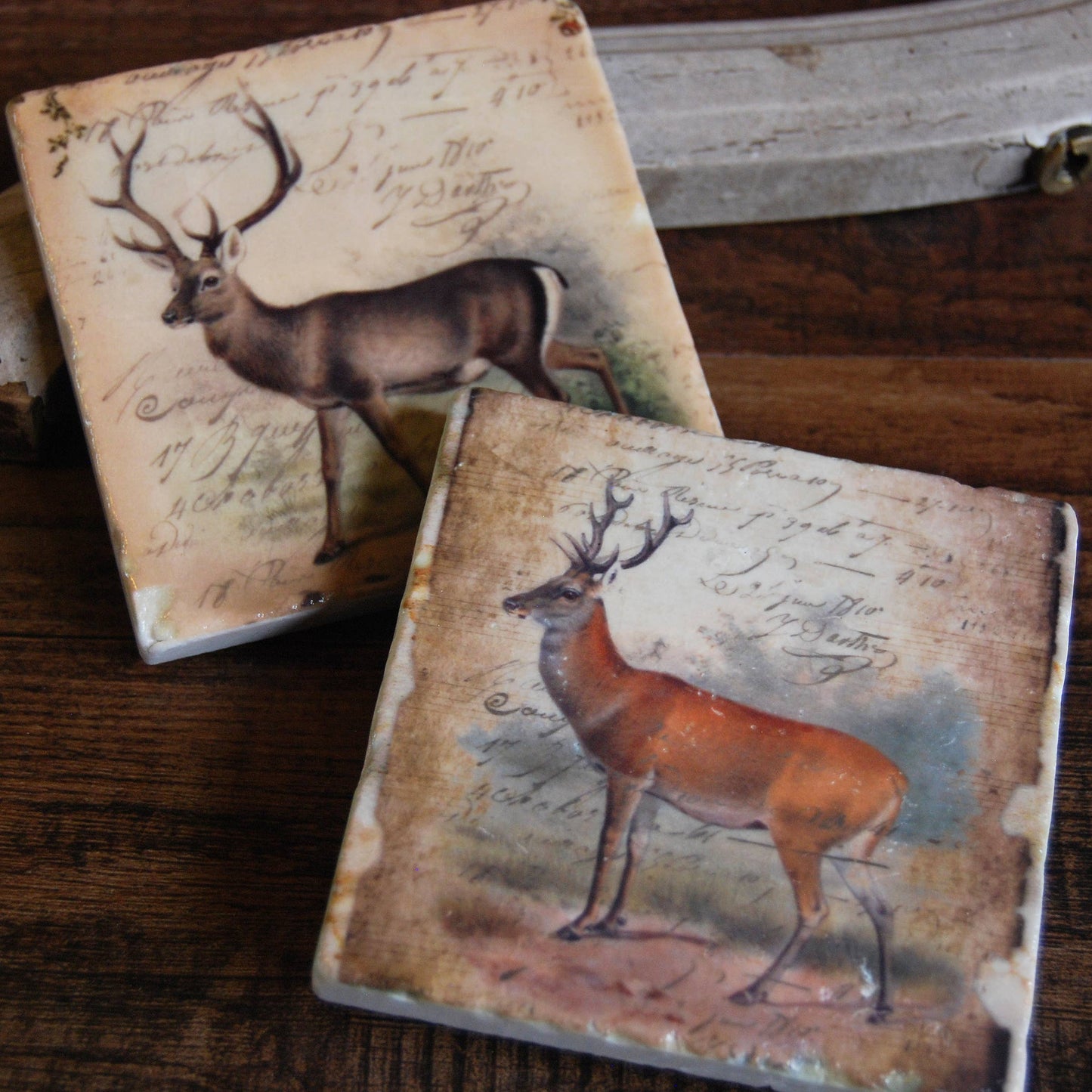 Vintage Deer stone coasters