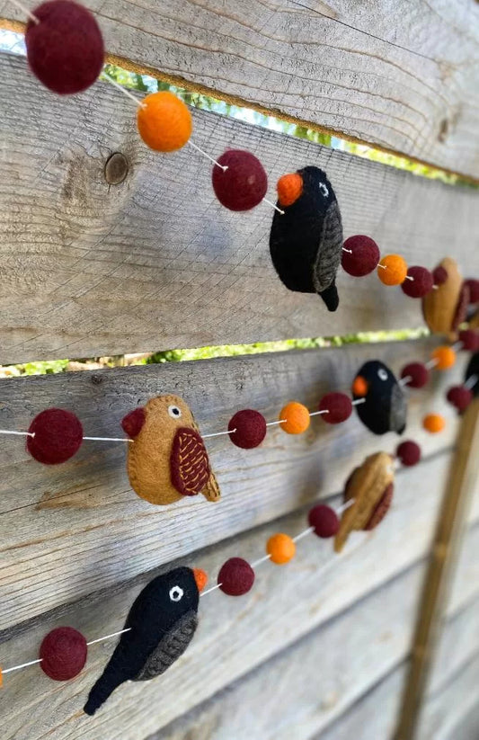 Woodland Bird Felt Wool Garland