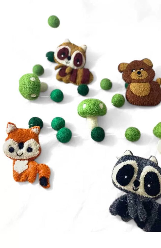 Forest Animal Felted Wool Garland