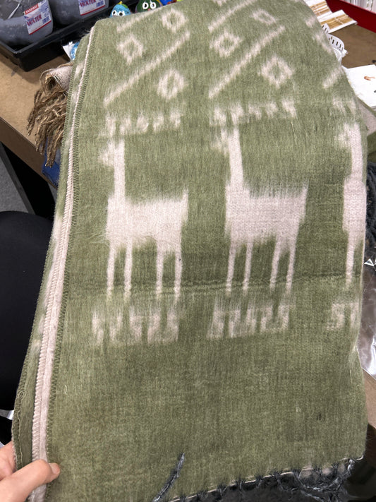 Alpaca Blanket Brushed Alpaca Line Design Green - Alpaca Rows