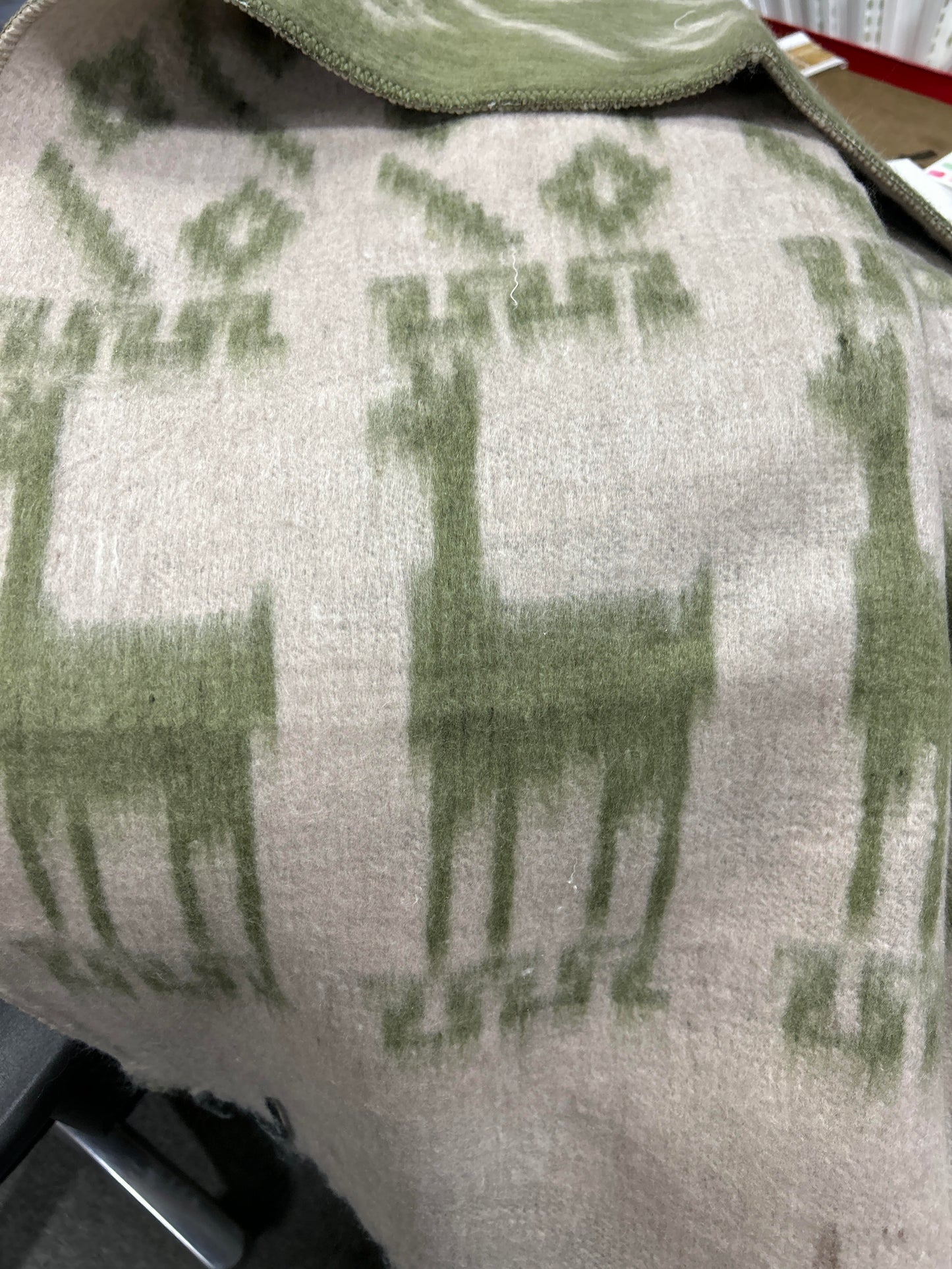 Alpaca Blanket Brushed Alpaca Line Design Green - Alpaca Rows