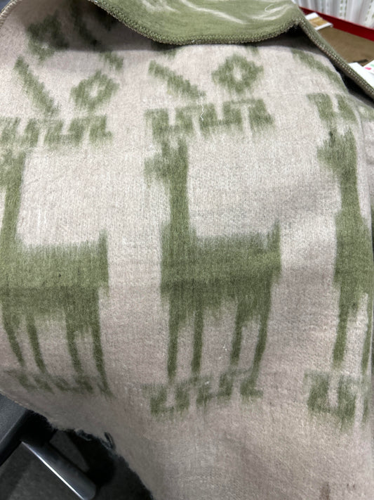Alpaca Blanket Brushed Alpaca Line Design Green - Alpaca Rows