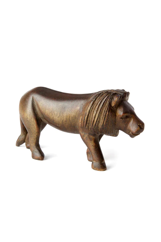 Kenyan Jacaranda Wooden Lion Sculpture