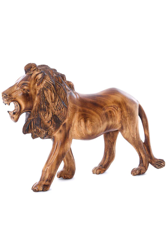 Kenyan Jacaranda Wood Jumbo Lion Sculpture