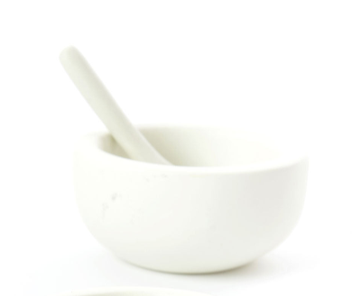 White Soapstone Salt Cups & Spoon