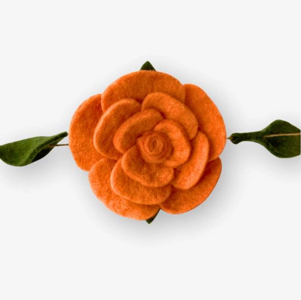 Felted Rose and Leaf Garland