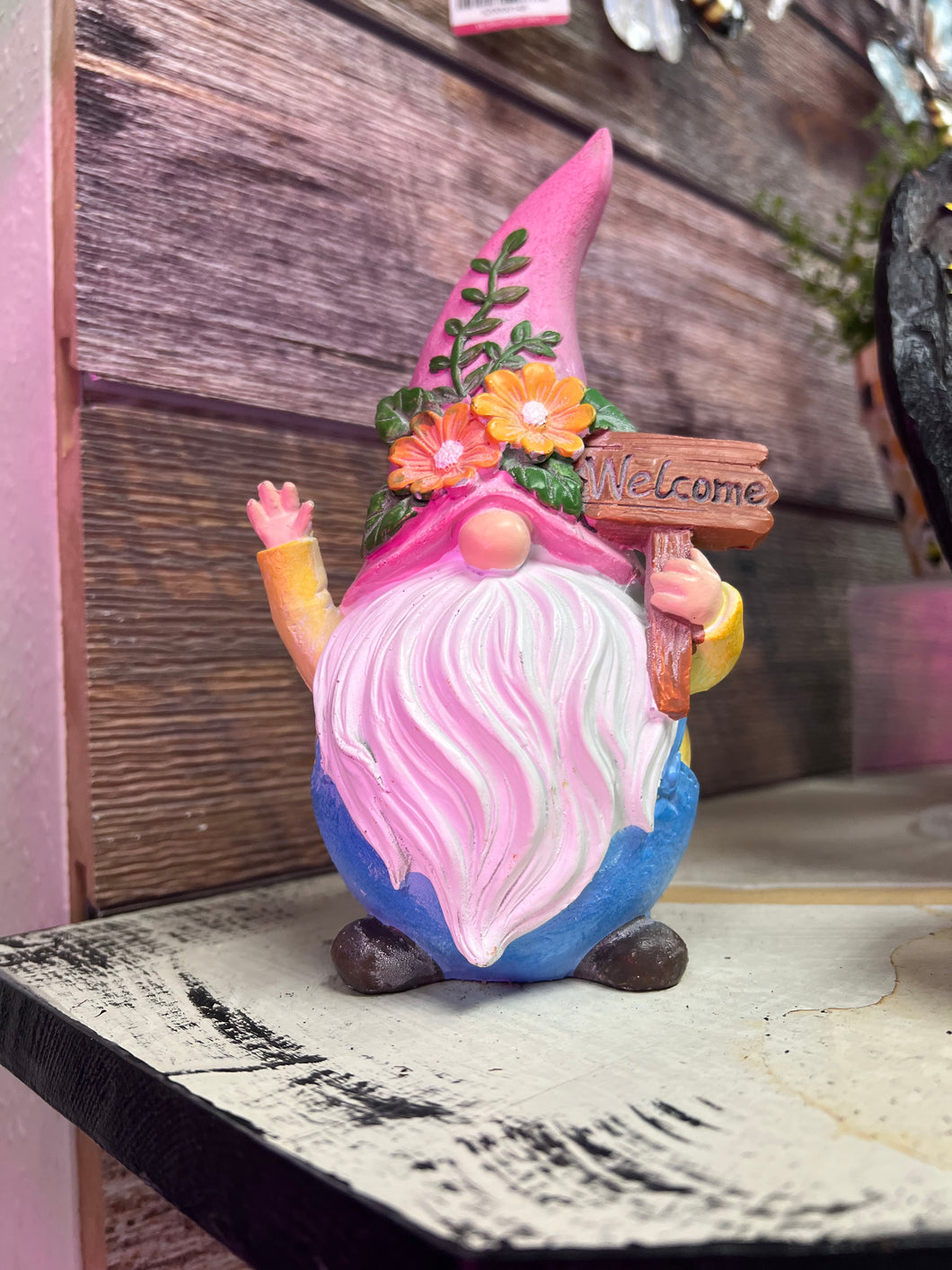 Statue, Pink Hat Wecome Gnome