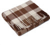 Plaid Scottish Alpaca Blend Blanket Reversible Earth Tones Fringed Borders