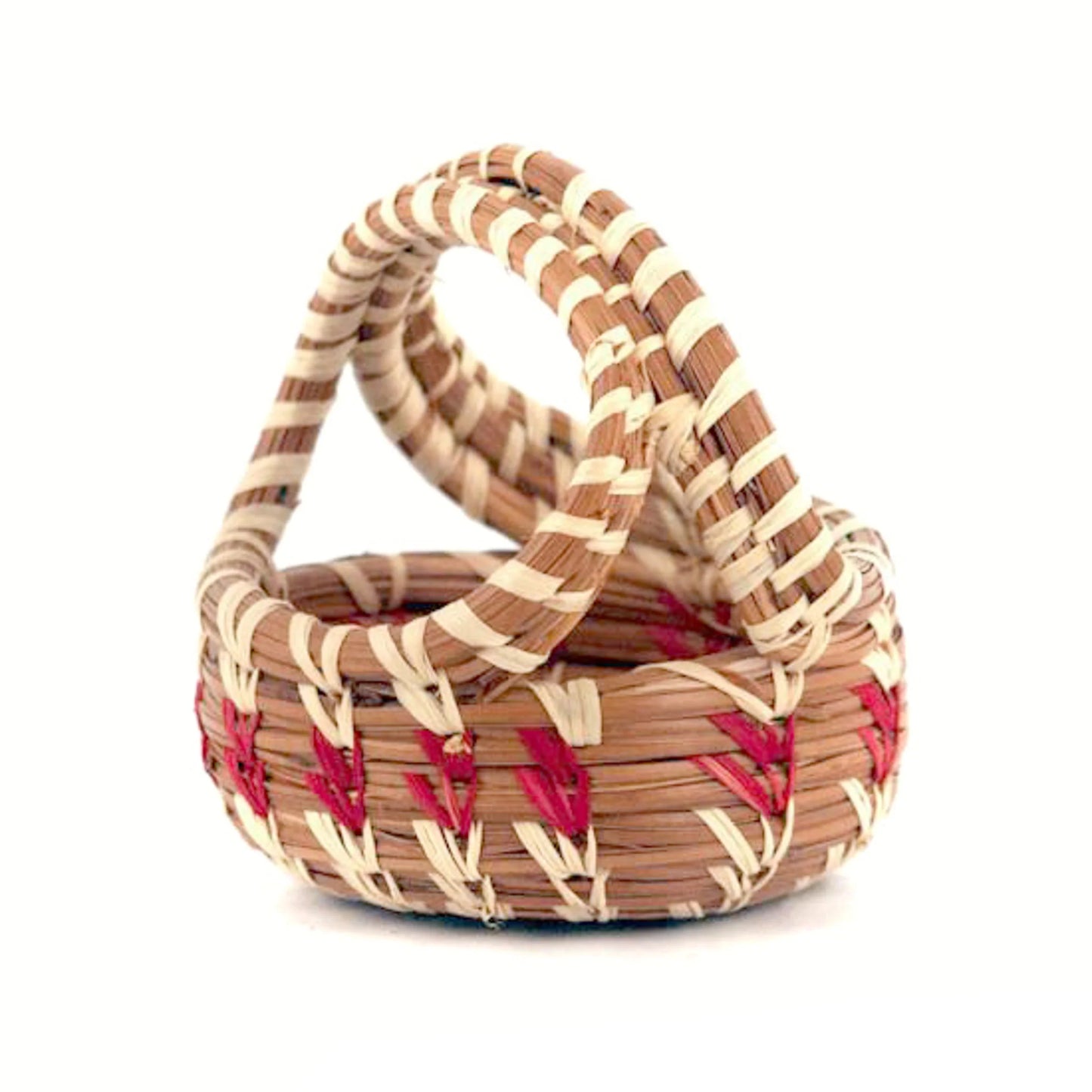 Miniature Pine Needle Basket with Handle