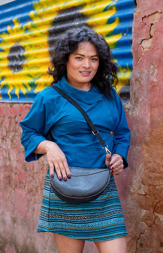 Recycled Rubber Crescent Shape Crossbody Bag