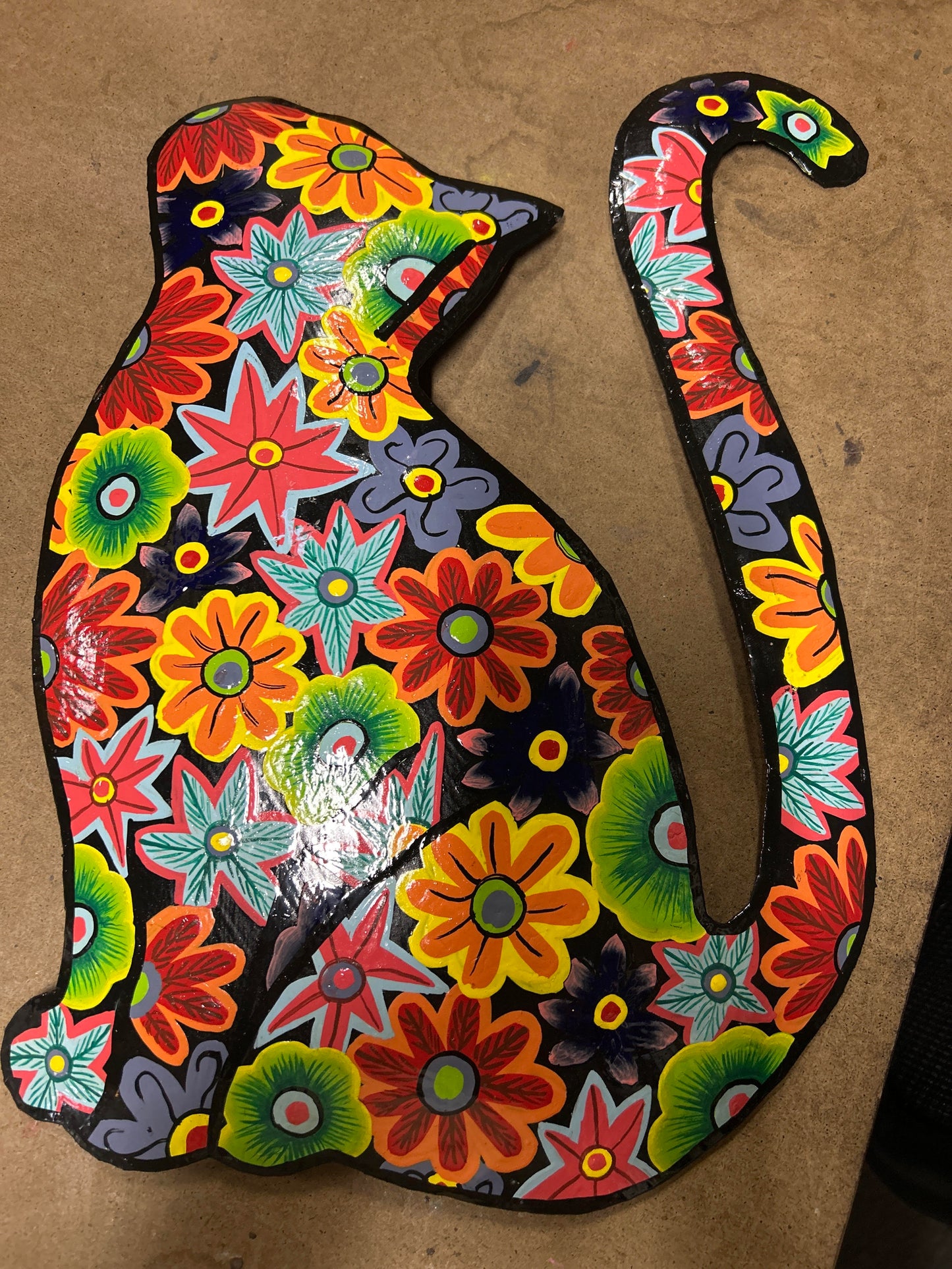 Happy Kitty Haitian Steel Drum Wall Art, 13 inch