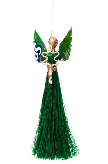 Recycled Can Sisal Angel Holiday Ornament