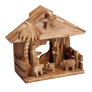 Musical Olive Wood Creche Nativity