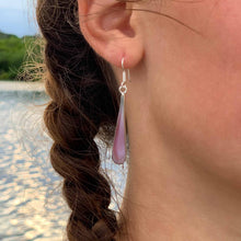 Load image into Gallery viewer, Mulberry Clam Shell Elongated Teardrop Earrings
