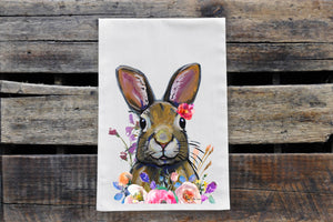 Spring Tea Towel, Bunny Rabbit Dish Cloth Kitchen Decor