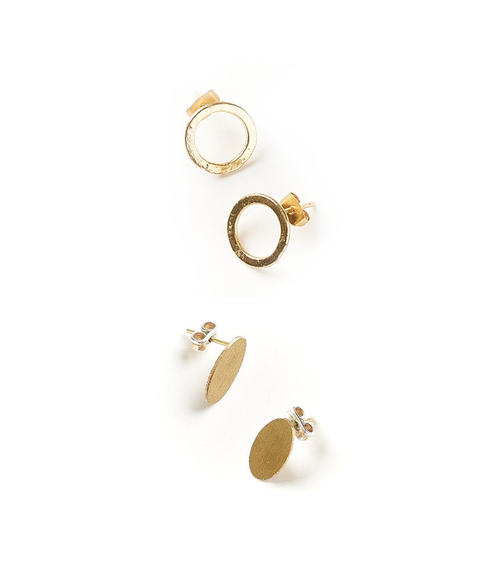 Diya Earrings - Circle & Oval Stud Set