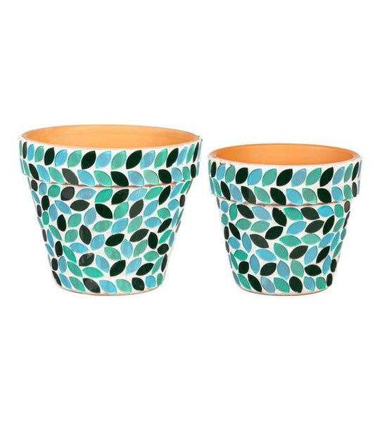 Planter, Green & Blue Mosaic Large