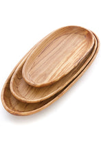 Load image into Gallery viewer, Shallow Wild Olive Wood Oval Serving Bowls
