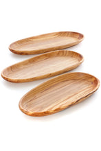 Load image into Gallery viewer, Shallow Wild Olive Wood Oval Serving Bowls
