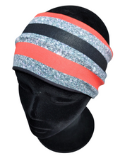 Load image into Gallery viewer, Red, Black, &amp; Glitter Stripes Headband
