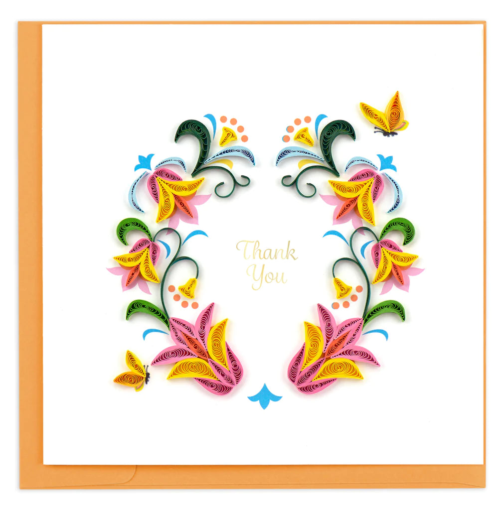 Quilled Flower Wreath Thank You Card