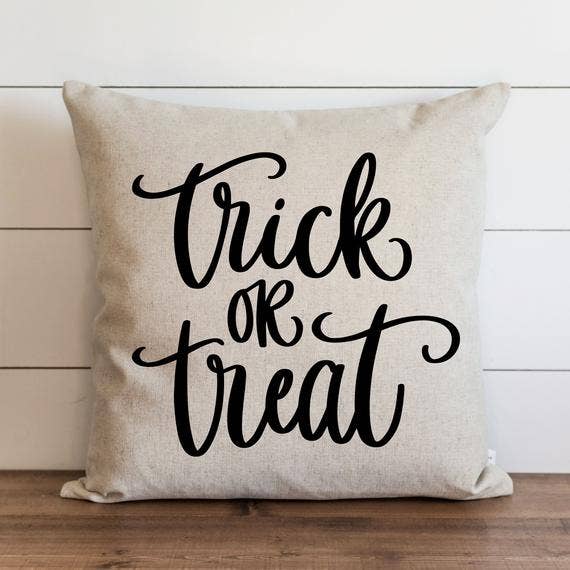 Trick Or Treat Natural Pillow Cover