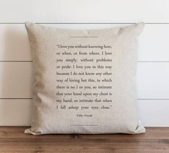 Book Collection Pablo Neruda Pillow & Insert