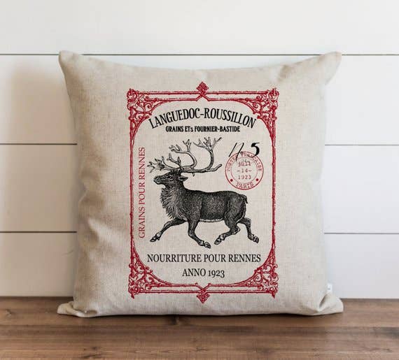 Framed Reindeer Pillow Cover